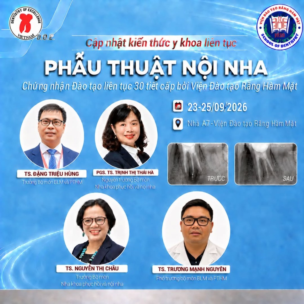 Khóa ĐTLT: Phẫu thuật Nội nha (CME 30 tiết)