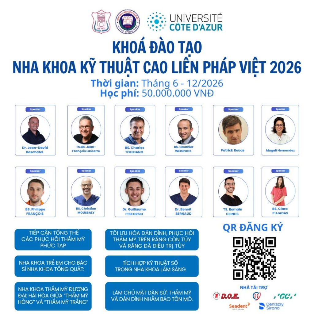Khóa đào tạo: Nha khoa Kỹ thuật cao liên Pháp Việt 2026 (Université Côte d'Azur)