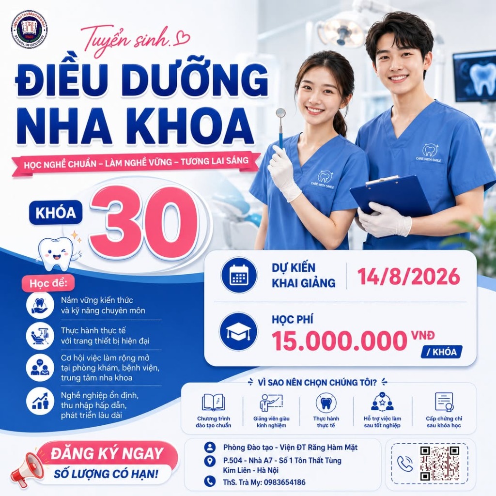 Tuyển sinh Điều dưỡng Nha khoa - Khóa 30